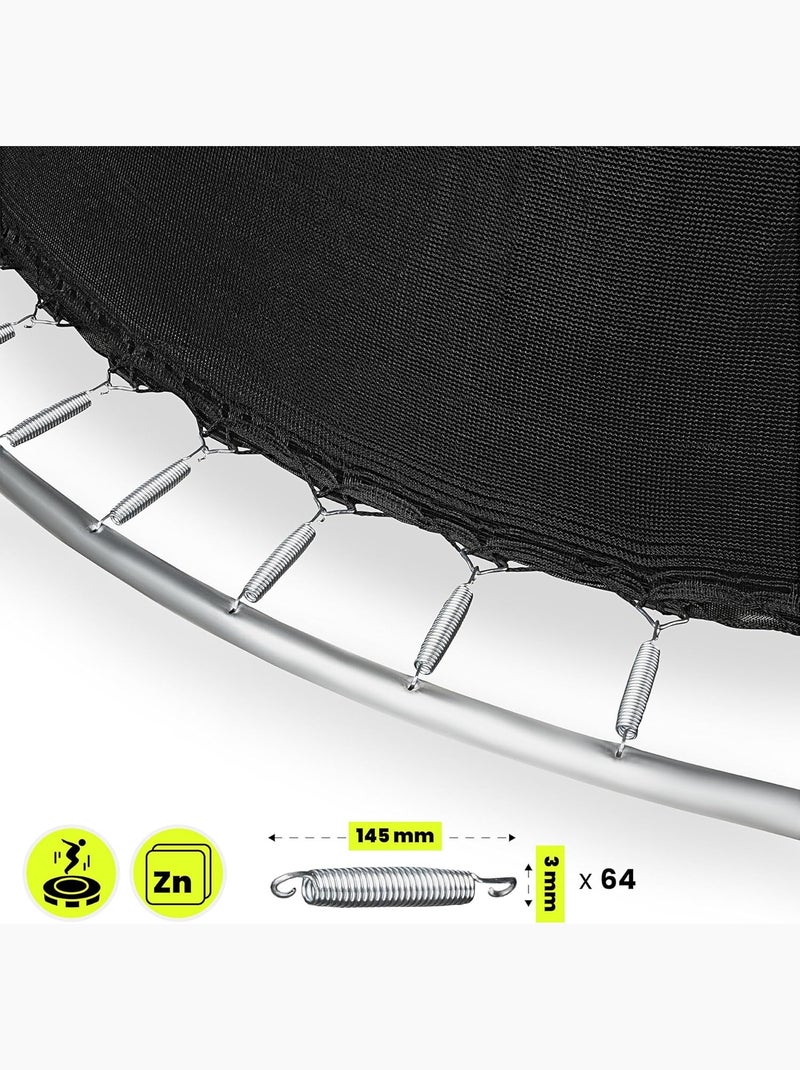 Trampolim de jardim 366 cm com escada e rede – conforto e segurança Preto - Kiabi