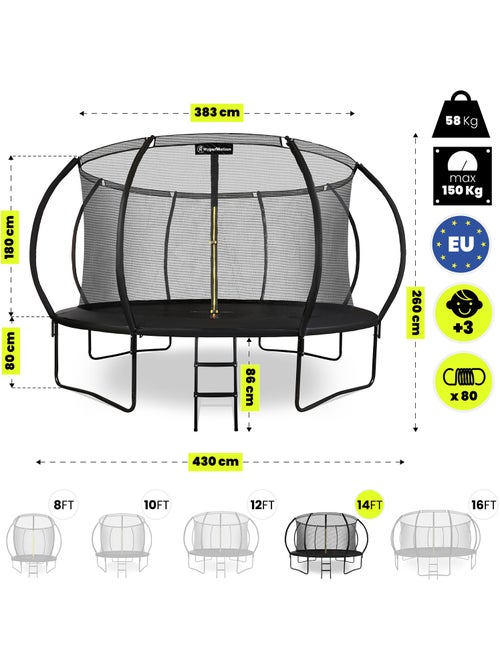 Trampolim gigante 430 cm (14ft) hypermotion – segurança e diversão xxl - Kiabi