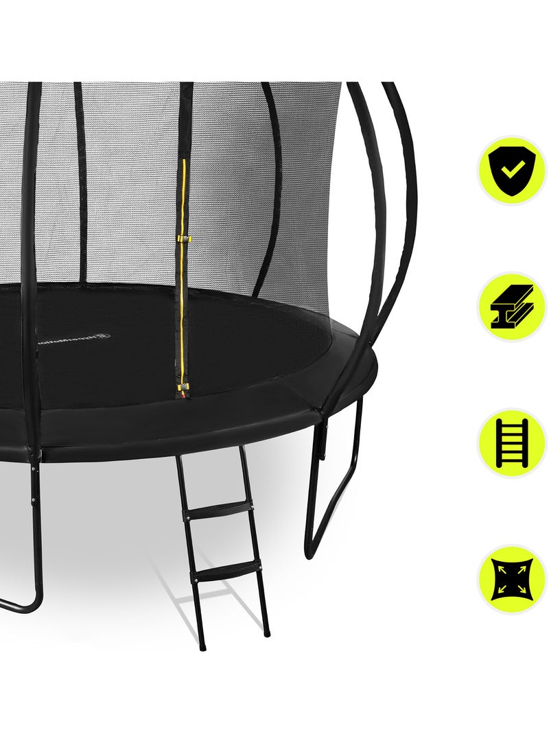 Trampolim infantil 244 cm com escada e rede – jardim e interior Preto - Kiabi