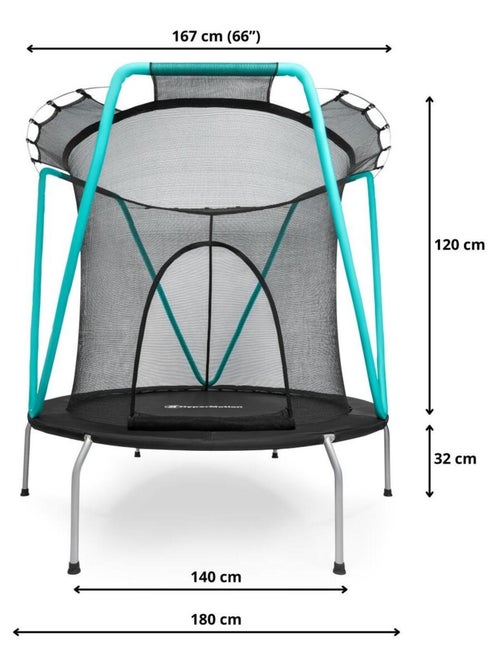 Trampolim infantil hypermotion 167 cm – tamanho grande com rede de segurança - Kiabi