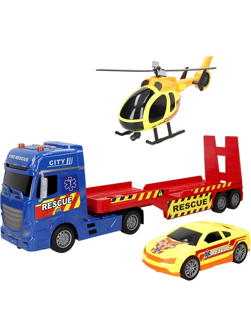 Transportador de veículos de salvamento por fricção com luz e som 1:12 speed & go - Kiabi