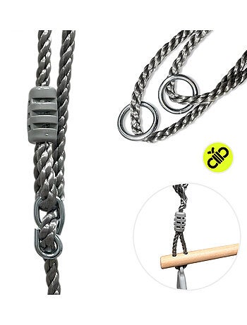Trapézio de ginástica infantil com argolas e barra de madeira hypermotion