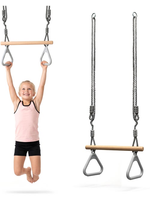 Trapézio de ginástica infantil com argolas e barra de madeira hypermotion - Kiabi