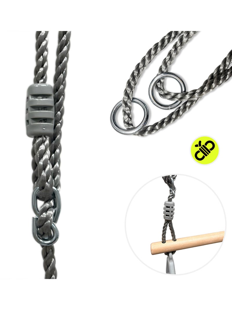 Trapézio de ginástica infantil com argolas e barra de madeira hypermotion Cinza - Kiabi