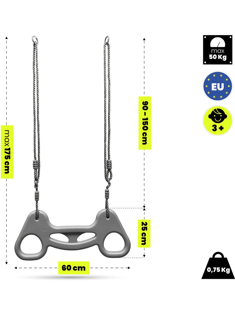 Trapézio de ginástica infantil hypermotion com pega ergonómica – 50 kg Cinza - Kiabi