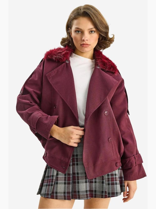 Trench coat com gola em pelo sintético lucci - Kiabi Trench coat com gola em pelo sintético lucci - Kiabi