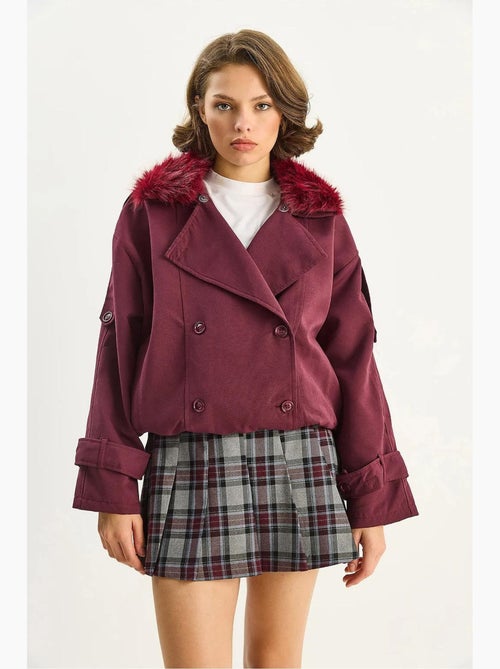 Trench coat com gola em pelo sintético lucci - Kiabi Trench coat com gola em pelo sintético lucci - Kiabi