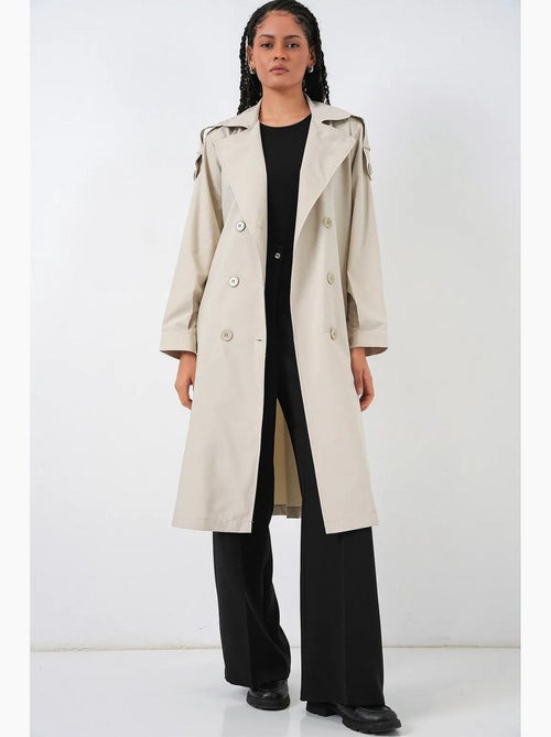 Trench coat comprido acolchoado de trespasse duplo bdart - Kiabi Trench coat comprido acolchoado de trespasse duplo bdart - Kiabi