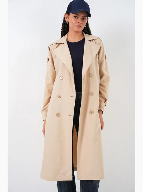 Trench coat comprido acolchoado de trespasse duplo bdart - Kiabi Trench coat comprido acolchoado de trespasse duplo bdart - Kiabi