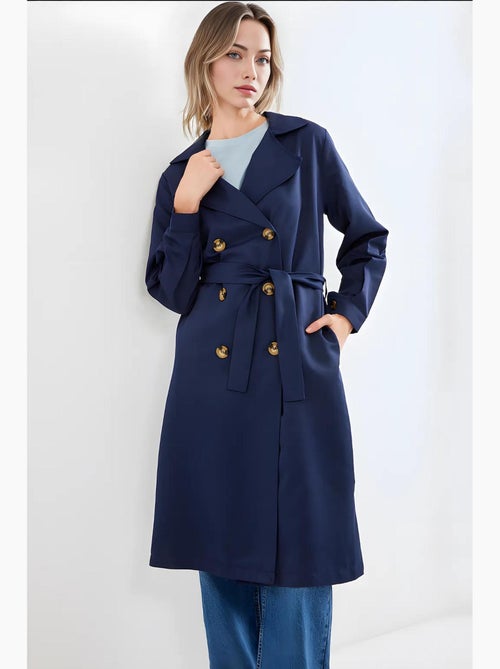 Trench coat comprido com cinto bdart - Kiabi Trench coat comprido com cinto bdart - Kiabi