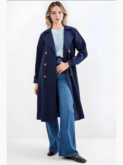 Trench coat comprido com cinto bdart - Kiabi Trench coat comprido com cinto bdart - Kiabi
