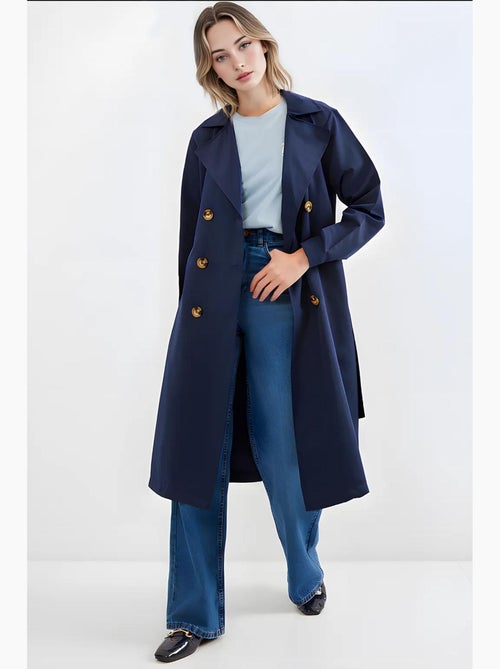 Trench coat comprido com cinto bdart - Kiabi Trench coat comprido com cinto bdart - Kiabi