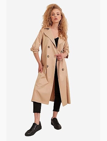 Trench coat comprido com cinto bdart