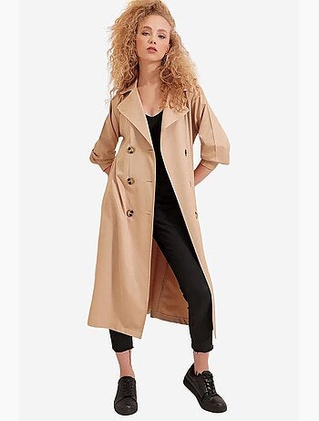 Trench coat comprido com cinto bdart