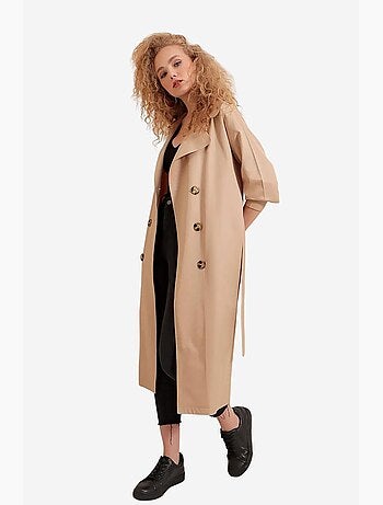 Trench coat comprido com cinto bdart