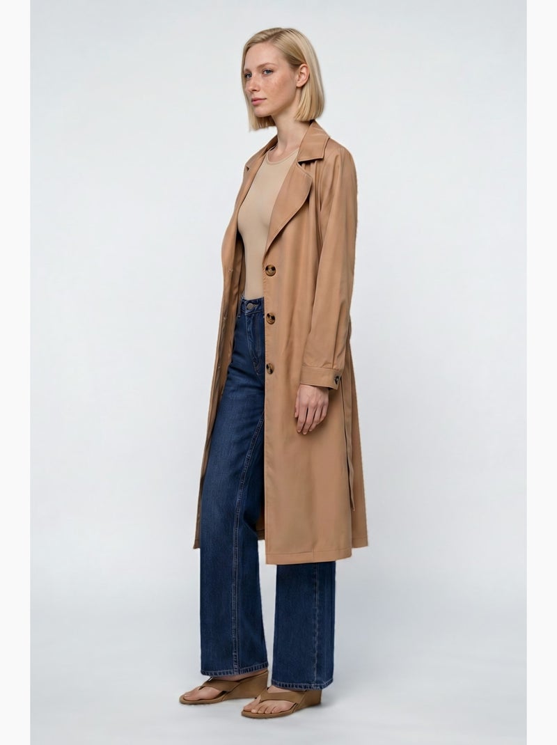 Trench coat comprido com cinto bdart Camelo - Kiabi