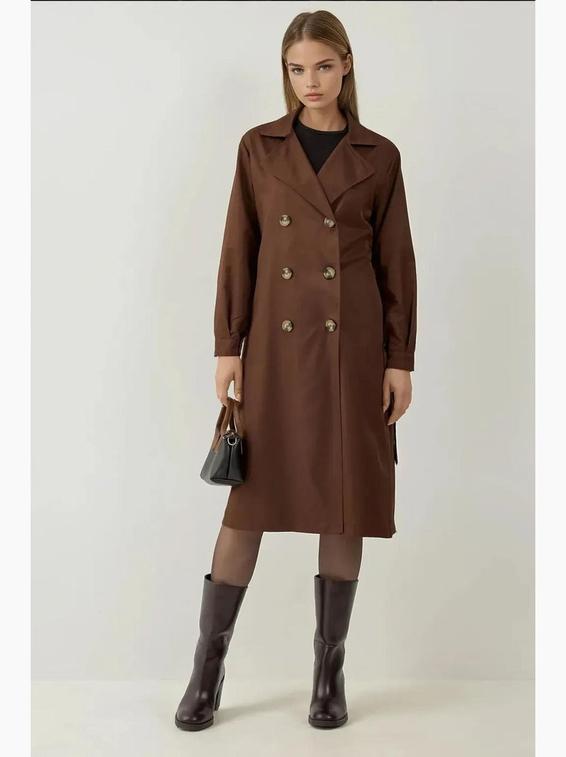 Trench coat comprido com cinto bdart Castanho-escuro - Kiabi