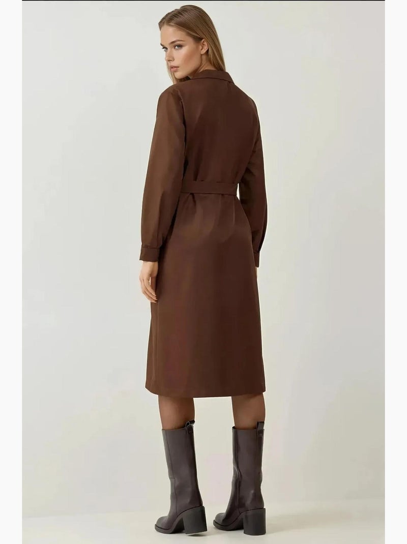 Trench coat comprido com cinto bdart Castanho-escuro - Kiabi