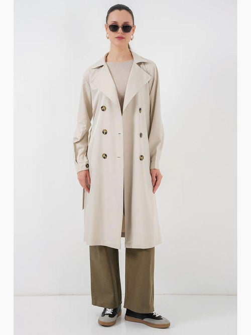 Trench coat comprido com cinto bdart - Kiabi Trench coat comprido com cinto bdart - Kiabi