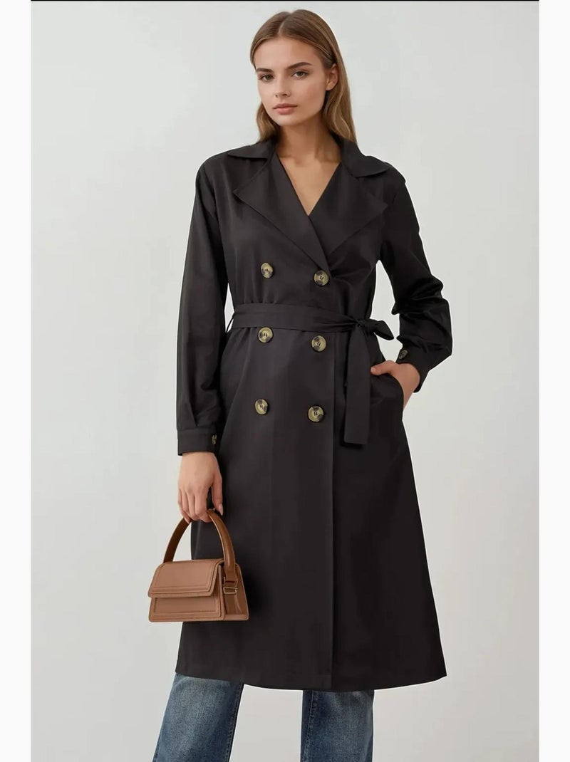 Trench coat comprido com cinto bdart Preto - Kiabi