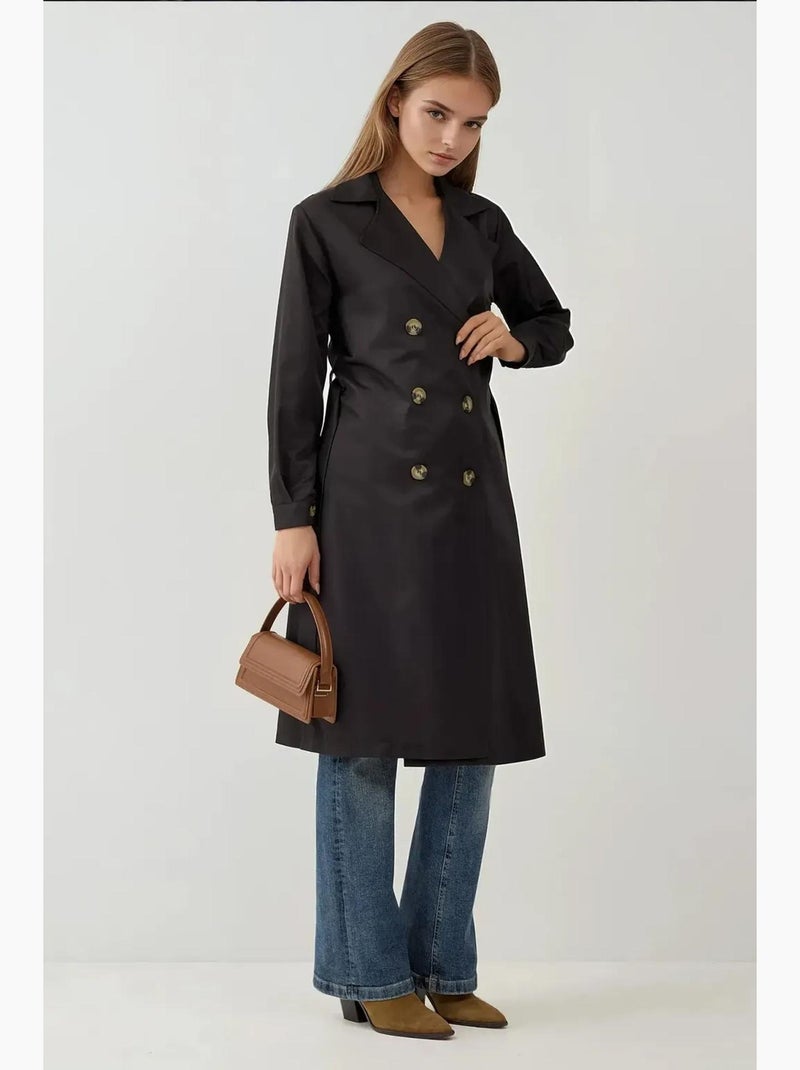 Trench coat comprido com cinto bdart Preto - Kiabi