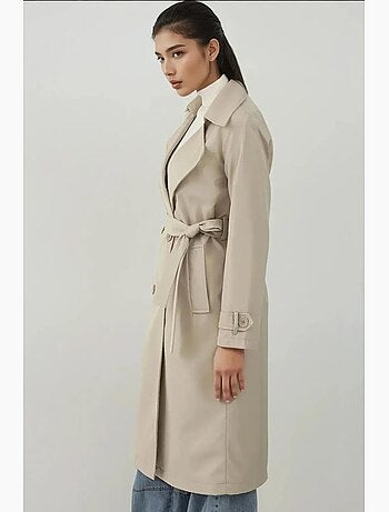 Trench coat comprido com cinto e manga comprida bdart