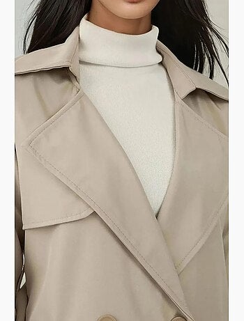 Trench coat comprido com cinto e manga comprida bdart
