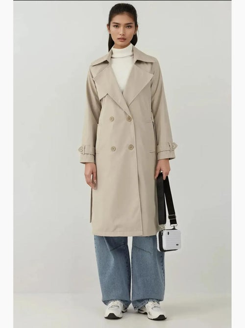 Trench coat comprido com cinto e manga comprida bdart - Kiabi Trench coat comprido com cinto e manga comprida bdart - Kiabi