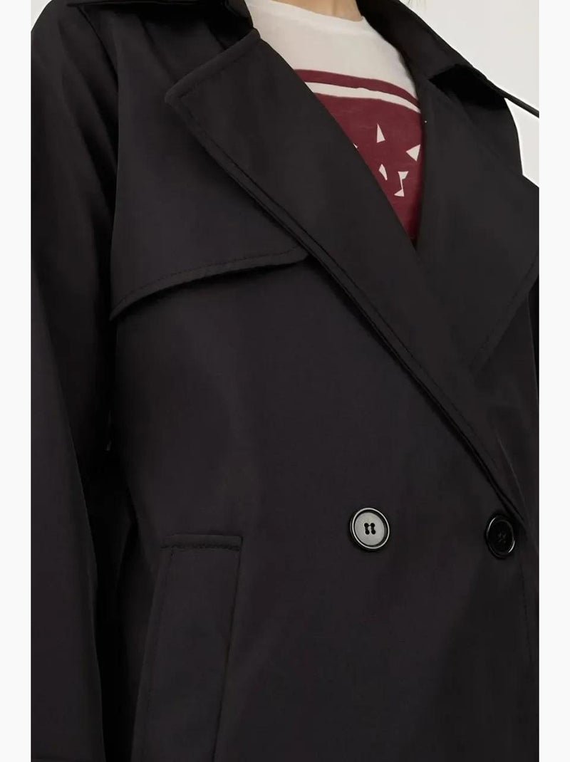 Trench coat comprido com cinto e manga comprida bdart Preto - Kiabi
