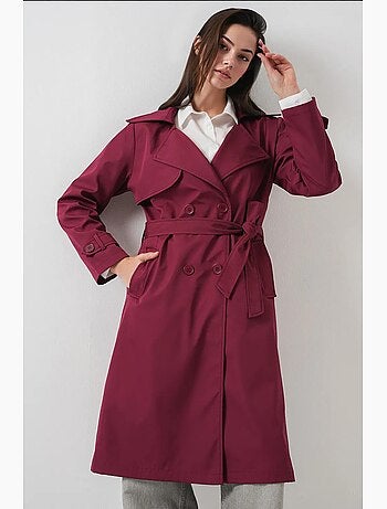 Trench coat comprido com cinto e manga comprida bdart
