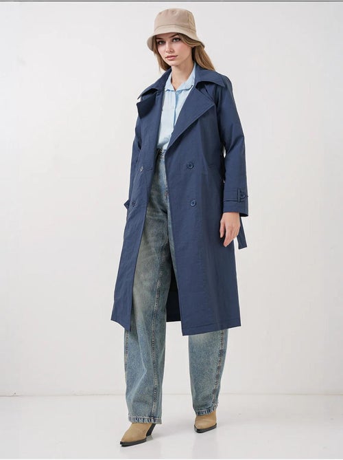 Trench coat comprido de trespasse duplo com bolsos bdart - Kiabi