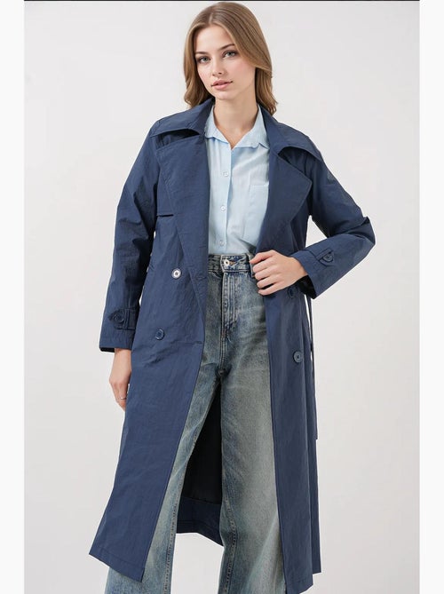 Trench coat comprido de trespasse duplo com bolsos bdart - Kiabi