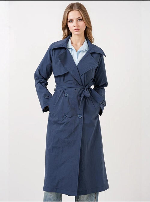 Trench coat comprido de trespasse duplo com bolsos bdart - Kiabi