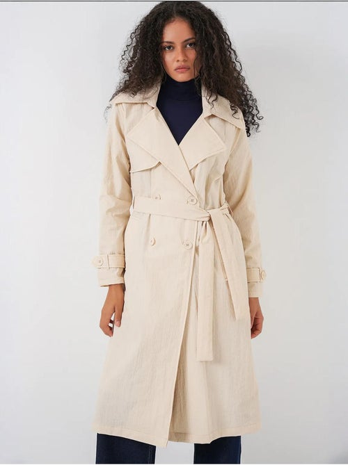 Trench coat comprido de trespasse duplo com bolsos bdart - Kiabi