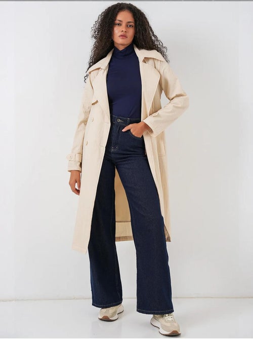 Trench coat comprido de trespasse duplo com bolsos bdart - Kiabi