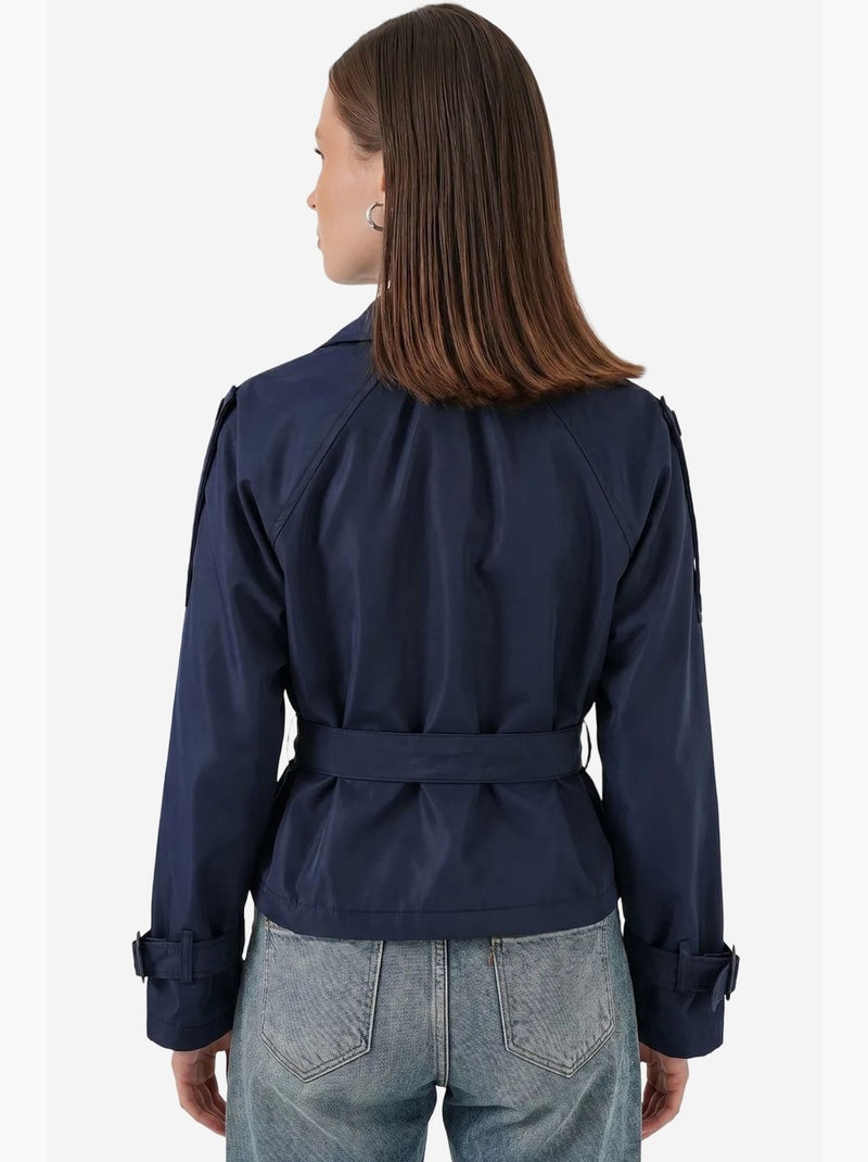 Trench coat curto com cinto bdart Azul-marinho - Kiabi