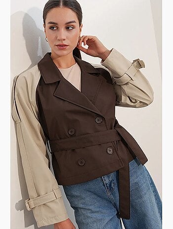 Trench coat curto com cinto bdart