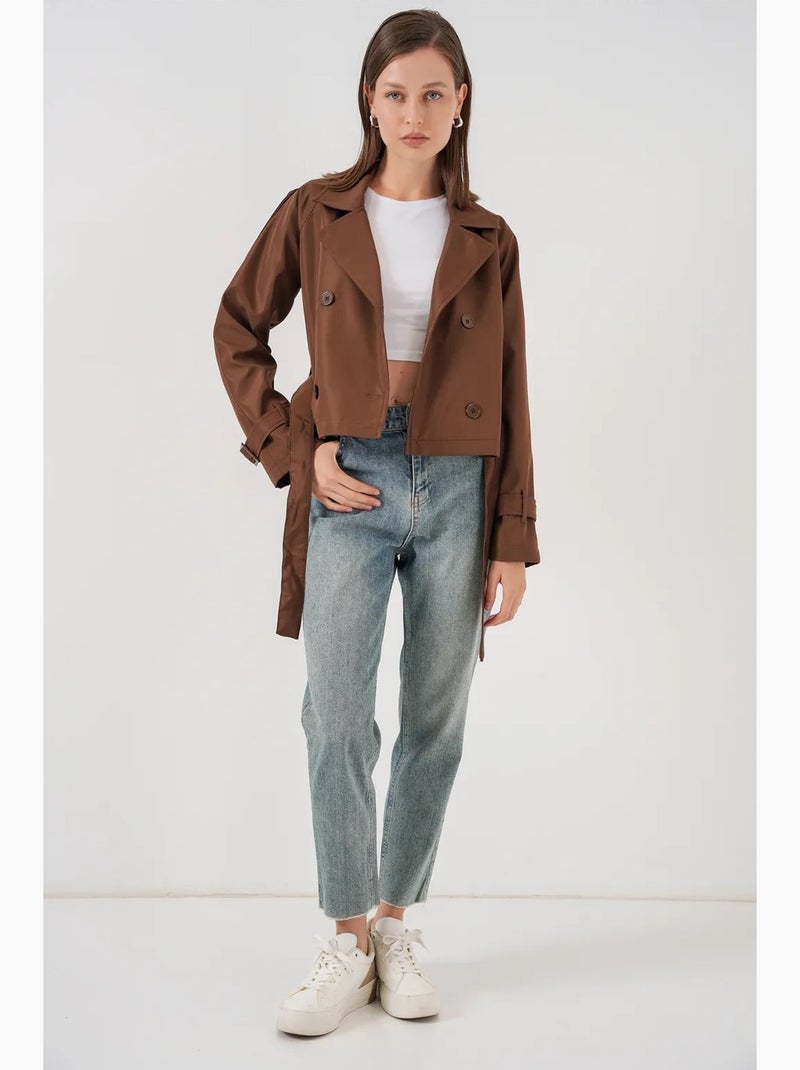 Trench coat curto com cinto bdart Castanho - Kiabi