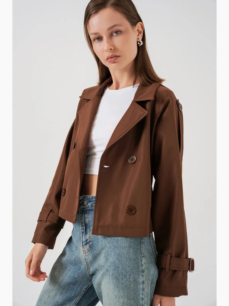 Trench coat curto com cinto bdart Castanho - Kiabi