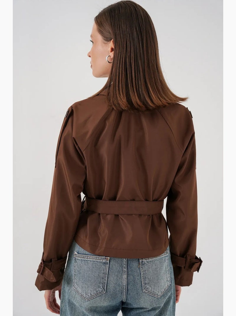 Trench coat curto com cinto bdart Castanho - Kiabi