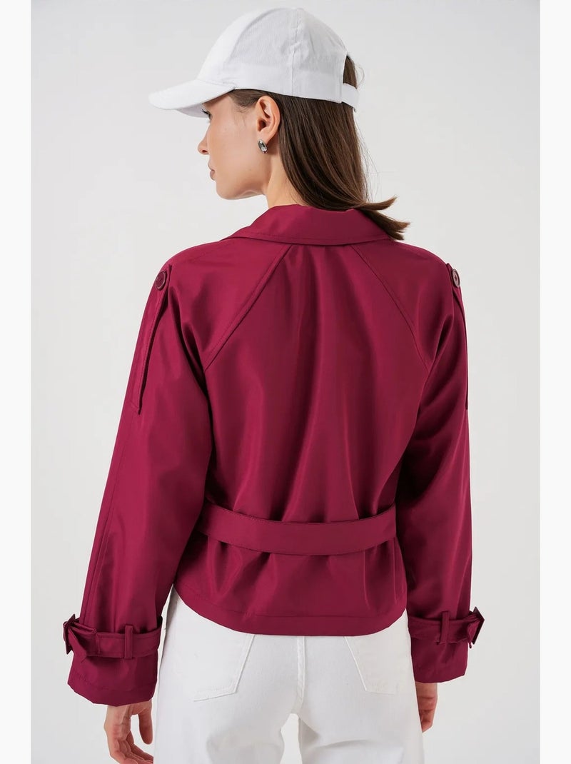 Trench coat curto com cinto bdart Vermelho bordô - Kiabi