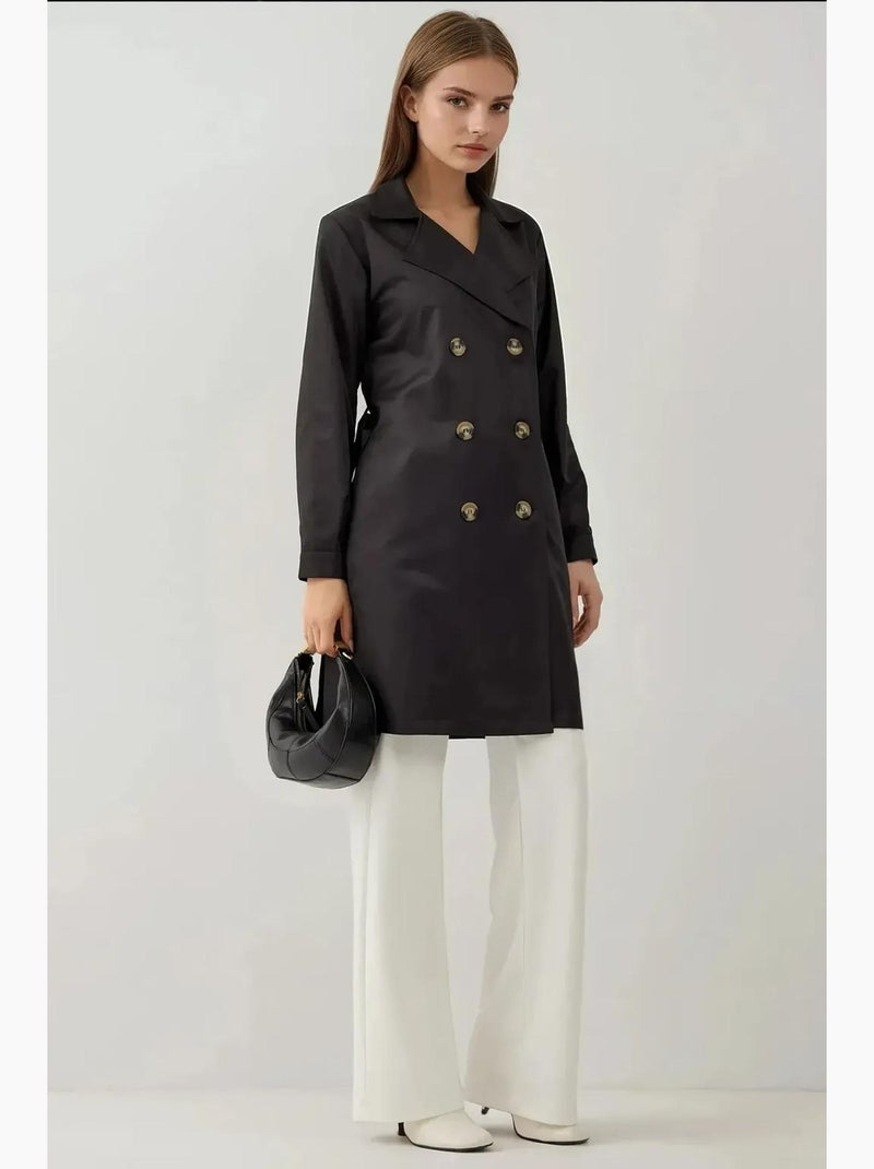 Trench coat elástico de trespasse duplo bdart Preto - Kiabi