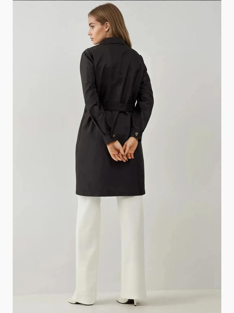 Trench coat elástico de trespasse duplo bdart Preto - Kiabi