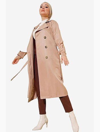 Trench coat longo de abotoamento duplo bdart