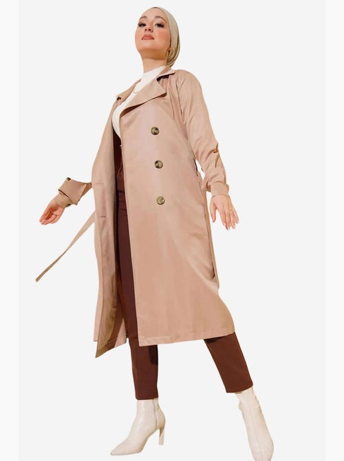 Trench coat longo de abotoamento duplo bdart - Kiabi Trench coat longo de abotoamento duplo bdart - Kiabi