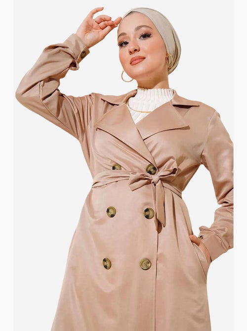 Trench coat longo de abotoamento duplo bdart - Kiabi Trench coat longo de abotoamento duplo bdart - Kiabi