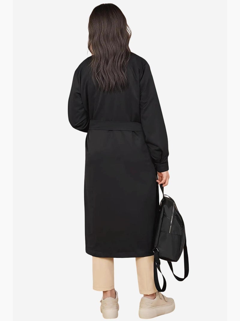 Trench coat longo de abotoamento duplo bdart Preto - Kiabi