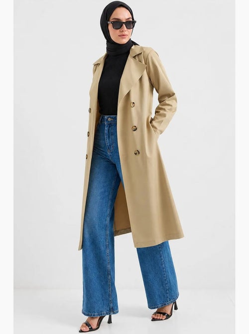 Trench coat longo de abotoamento duplo bdart - Kiabi Trench coat longo de abotoamento duplo bdart - Kiabi