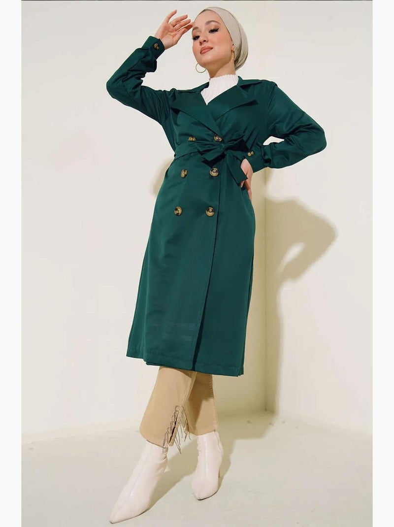 Trench coat longo de abotoamento duplo bdart Verde esmeralda - Kiabi