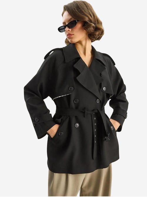 Trench coat midi em mistura de algodão com fecho de botões lucci - Kiabi Trench coat midi em mistura de algodão com fecho de botões lucci - Kiabi